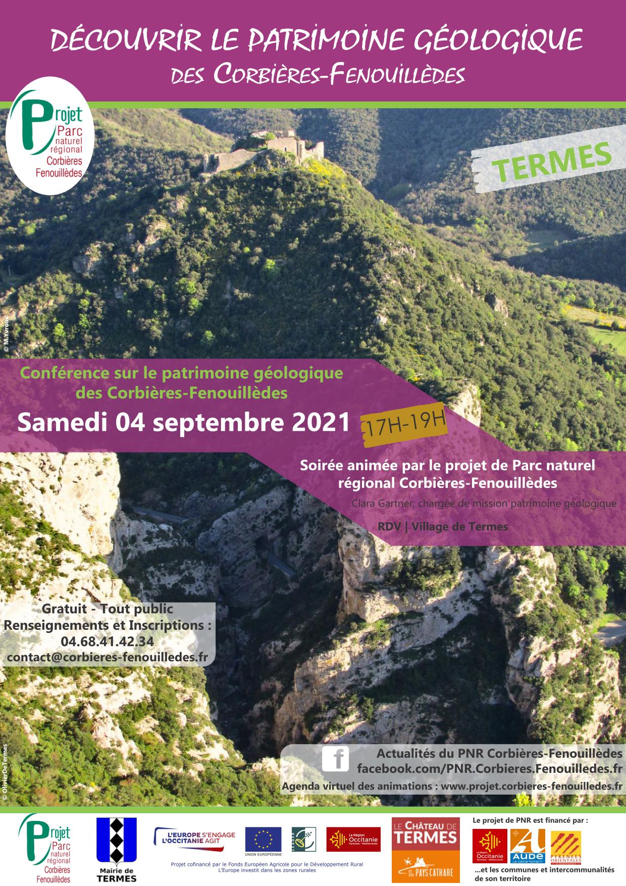 4 septembre : Conférence sur le patrimoine géologique à Termes.